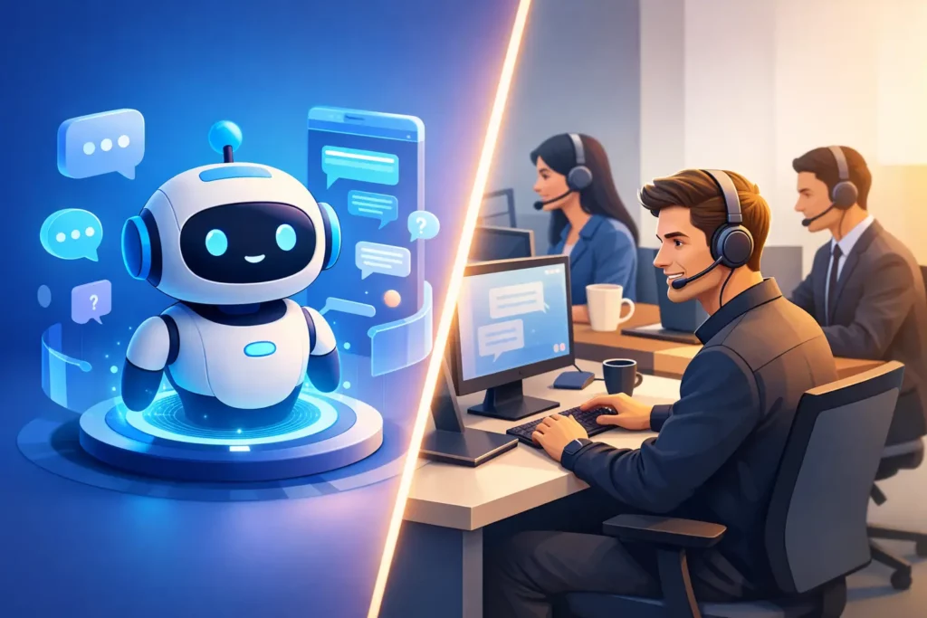 Chatbot versus Servicecenter mit Agenten
